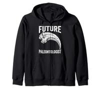 Vintage Future Paleontologist Velociraptor Claw Fossil Zip Hoodie
