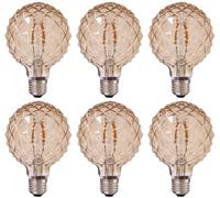 Vintage G95 LED Filament Bulb, Decorative LED Edison Bulb, Pineapple Shaped Light Bulb. 4W (40W Equivalent) E27 400LM, 2200K Warm White, Gold Tint Amber, Pack of 6 (Amber)