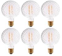 Vintage G95 LED Filament Bulb, Decorative LED Edison Bulb, Pineapple Shaped Light Bulb. 4W (40W Equivalent) E27 400LM, 2200K Warm White, Clear Glass, Pack of 6 (Clear)