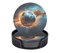 Vintage Galaxy Space Stars American Basketball Exquisite Set of 6 Table Coasters Modern PU Cup Coasters for Drinks, Coaster Set,4 Inches