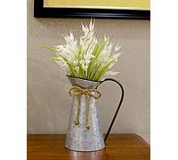 Vintage Galvanized Metal Vase Flower Jug, Farmhouse Decorative Pitcher, Rustic Jug Vase for Flowers …