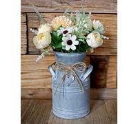Vintage Galvanized Milk Can, Farmhouse Decorative Flower Vase, Rustic French Country Metal Jug for Home Decor,7.2'' H…