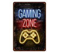 Vintage Game Room Metal Tin Sign Retro Gaming Zone Wall Decor for Boy Room Bedroom