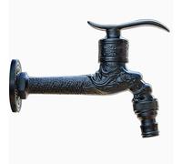 Vintage Garden Hose Bib Antique Outdoor Faucet with Long Handle Wall-Mounted Brass Water Tap Black Garden Fountain Spigot for Lawn and Patio