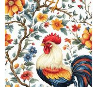 Vintage Garden Rooster Self Adhesive Wallpaper Flower Chicken Contact Paper Peel and Stick Wallpaper Thicken Waterproof Matte with Sticky Back Canvas Wall Cabinets Furniture Stickers Decorate 0.3×5 m