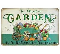 Vintage Garden Sign, To Plant A Garden Is To Believe In Tomorrow Metal Tin Sign, Spring Garden Decor Home Gift Outdoor Patio Decor 8x12 Inches