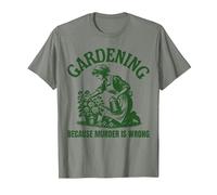 Vintage Gardener Mom Women Gardening Because Murder is Wrong T-Shirt, Men, Olive Heather, Small
