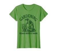 Vintage Gardener Mom Women Gardening Because Murder is Wrong T-Shirt, Women, Grass Green, 3X-Large