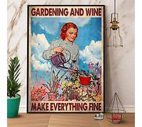 Vintage Gardening and Wine Make Everything Fine Living Room Poster Metal Sign 8x12 inches