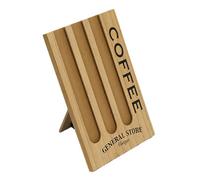 Vintage General Store Style Natural Wooden Coffee Pod Display Storage Holder with Black Lettering - Suitable for 37 mm pods - Holds 18 Capsules/Compatible with Popular Coffee Brands