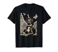 Vintage Gentleman Black Dane Dog Monocle Top Hat Funny T-Shirt