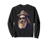 Vintage Gentleman Portrait Bearded Man Fedora Pipe Sweatshirt