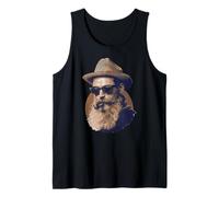 Vintage Gentleman Portrait Bearded Man Fedora Pipe Tank Top