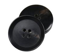 Vintage Genuine Horn Four-Eye Button, Black, 20 mm-10 Pcs