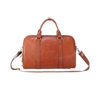 Vintage Genuine Leather Holdall Duffle Bag - 28L Rustic Overnight Gym & Travel Bag - Cowhide Weekend Carry-On with Adjustable Strap, Brass Hardware & Laptop-Compatible Design
