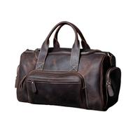 Vintage Genuine Leather Travel Bag Leather Duffel Bag Men's Weekender Bag Gym Bag Carry On Luggage(Dark Coffee)