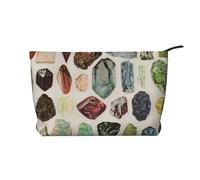 Vintage Geology Gemstone Crystal Minerals, Cosmetic Bag Corduroy Makeup Bag Portable Travel Toiletry Bag