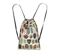 Vintage Geology Gemstone Crystal Minerals, Drawstring Sackpack Unisex String Bag Sport Gym Bag Casual Daypack Foldable Drawstring Backpack