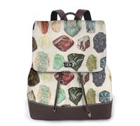 Vintage Geology Gemstone Crystal Minerals,Women Backpack Waterproof Daypack Lightweight PU Leather Fashion Travel Backpack