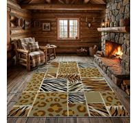 Vintage Geometric Area Rug Earth Tones Rug 180 x 270 cm | Rug Non-Slip Zebra Leopard Tiger Stripe Non-Shedding Carpet Beige for Entrance Kitchen
