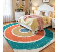 Vintage Geometric Rug for Living Room, Vintage Concentric Circles Pattern Hard-Wearing & Easy Clean Carpet, Colorful Washable Non Slip Area Rug for Bedroom Conservatory Dining Room, 80x150 cm