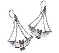 Vintage Geometric Spiral Drop Earrings, Antiqued Old-Style Dangle Earrings for Women-bat