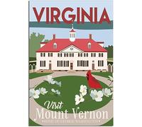 Vintage George Washington Virginia Mount Vernon Travel Poster Retro Wall Art Canvas Poster Art Print Home Decor Room Decor Unframed 30x45cm