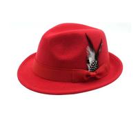 Vintage German Beer Hat Traditional Fedora With Feather For Oktoberfest Costume Parties & Outdoor Events Bucket Hat Children (Red, One Size)