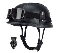 Vintage German leather motorcycle helmet, vintage motorcycle half helmet with visor, ECE-certified vintage jet helmet with visor, ABS material, breathable lining, visor E,L57-60CM