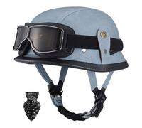 Vintage German leather motorcycle helmet, vintage motorcycle half helmet with visor, ECE-certified vintage jet helmet with visor, ABS material, breathable lining, visor A,2XL61-62CM
