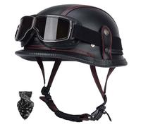 Vintage German leather motorcycle helmet, vintage motorcycle half helmet with visor, ECE-certified vintage jet helmet with visor, ABS material, breathable lining, visor B,L57-60CM