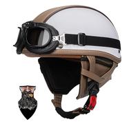 Vintage German Motorcycle Half Helmet ECE 22.06 Approved - ABS Shell Open Face Motorbike Helmet Breathable Lining, Lightweight 600g Design for Adult Men/Women Cruiser Scooter