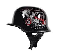 Vintage German Motorcycle Half-Helmet, ECE-Approved Retro Open-Face Helmets, Adult Men’s Cap with Adjustable Quick-Release Buckle, for Scooters, Bicycles and Cruisers J,XL(61-62CM)