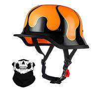 Vintage German Motorcycle Half Helmet, ECE/DOT Approved Adult Men Women Retro Open Face Helmet, with Adjustable Quick Release Buckle, for Bicycle Cruiser Scooter, M~XXL