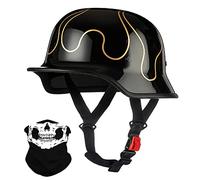 Vintage German Motorcycle Half Helmet, ECE/DOT Approved Adult Men Women Retro Open Face Helmet, with Adjustable Quick Release Buckle, for Bicycle Cruiser Scooter, M~XXL