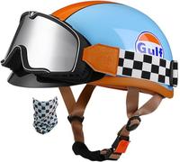 Vintage German Motorcycle Half Helmet, ECE/DOT Approved Adult Men Women Retro Open Face Helmet, with Adjustable Quick Release Buckle, for Bicycle Cruiser Scooter 1,L