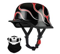Vintage German Motorcycle Half Helmet, ECE/DOT Approved Adult Men Women Retro Open Face Helmet, with Adjustable Quick Release Buckle, for Bicycle Cruiser Scooter, M~XXL