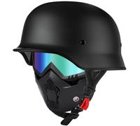 Vintage German Motorcycle Half Helmet, ECE/DOT Approved Adult Men Women Retro Open Face Helmet, with Adjustable Quick Release Buckle, for Bicycle Cruiser Scooter, M~XXL 4,M