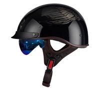 Vintage German Motorcycle Half Helmet ECEDOT Approved Retro Motorbike Open Face Helmets with Visor with Adjustable Quick Release Buckle for Adults Unisex All Season Style I,M:57-58CM