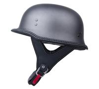 Vintage German Motorcycle Half Helmet Retro Motorbike Open Face Helmets DOTECE Approved with Adjustable Quick Release Buckle for Bicycle Cruiser Scooter for Adults Men Women B,M:57-58CM