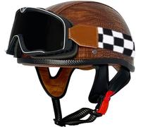 Vintage German Motorcycle Half Helmet, Retro Open Face Helmets DOT/ECE Approved, Adult Men Women Cap with Adjustable Quick Release Buckle, for Bicycle Cruiser Scooter 1,M