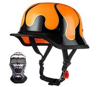 Vintage German Motorcycle Half Helmet, Retro Open Face Helmets DOT/ECE Approved, Adult Men Women Cap with Adjustable Quick Release Buckle, for Bicycle Cruiser Scooter, 57~64cm