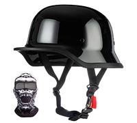 Vintage German Motorcycle Half Helmet, Retro Open Face Helmets DOT/ECE Approved, Adult Men Women Cap with Adjustable Quick Release Buckle, for Bicycle Cruiser Scooter, 57~64cm