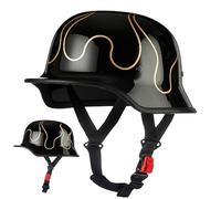 Vintage German Motorcycle Half-Shell Helmet, ECE Certified, Half-Open Jet Helmet for Bike, Cruiser, Chopper, Moped, Scooter, Men and Women 6,M(57-58CM)