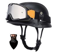 Vintage German Motorcycle Helmet, Old Style Semi-open Motorcycle Helmet, ECE Certified Old Style Jet Helmet with Visor, Breathable Lining for Moped Riders, Unisex B,3XL63-65CM