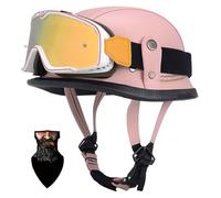 Vintage German Motorcycle Helmet, Old Style Semi-open Motorcycle Helmet, ECE Certified Old Style Jet Helmet with Visor, Breathable Lining for Moped Riders, Unisex A,L57-60CM