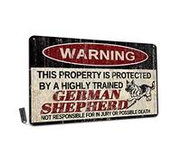 Vintage German Shepherd Metal Sign Warning This Property is Protected by Highly Trained German Shepherd Yard Sign Outdoor Home Wall Decor 12x8Inch
