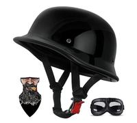 Vintage German-Style Motorbike Half Helmet ECE Certified - Ultra-Light ABS Shell with EPS Protection, Breathable Removable Padding Quick-Release Buckle for Cruiser/Scooter Riders