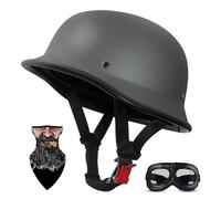 Vintage German-Style Motorbike Half Helmet ECE Certified - Ultra-Light ABS Shell with EPS Protection, Breathable Removable Padding Quick-Release Buckle for Cruiser/Scooter Riders