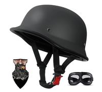 Vintage German-Style Motorbike Half Helmet ECE Certified - Ultra-Light ABS Shell with EPS Protection, Breathable Removable Padding Quick-Release Buckle for Cruiser/Scooter Riders